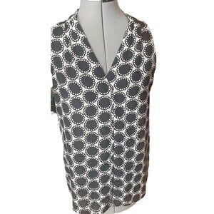 Banana Republic Top Sz-S Sleeveless Career Top Black White Circles Work Meetings